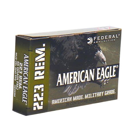 Federal American Eagle 223 Remington Ammo 55 Grain FMJ BT