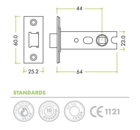 64mm Heavy Duty Tubular Mortice Latch 2 ½ Locks Latches to suit