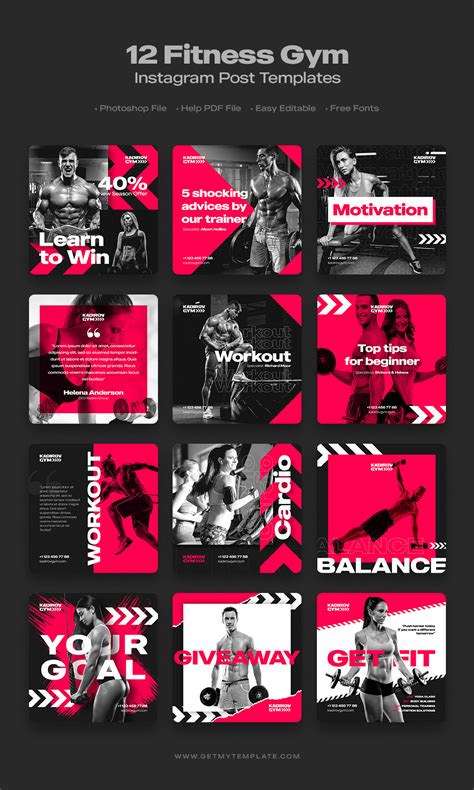 12 Fitness Gym Instagram Post Templates Behance