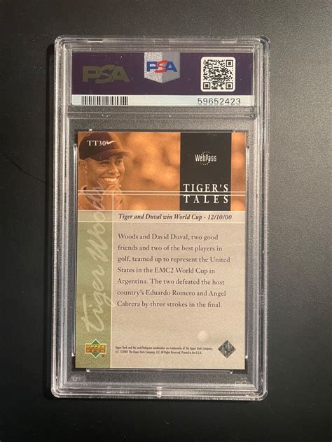 2001 Upper Deck Tiger S Tales TT30 Tiger Woods David Duval RC For