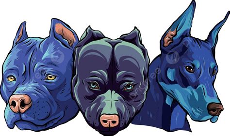 Heads Of Dogs Pitbull Dobermann Bulldog Vector Pitbull Sign Head Vector