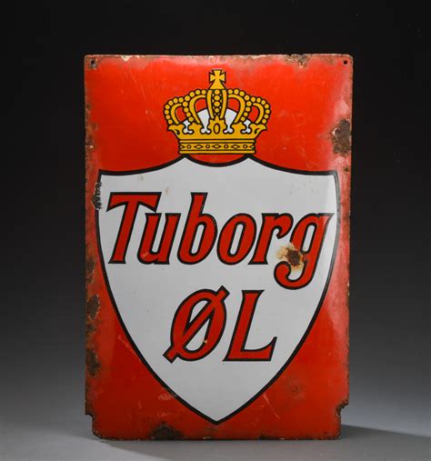 Tuborg L Mineralvande Emaljeskilt Reklame Lauritz