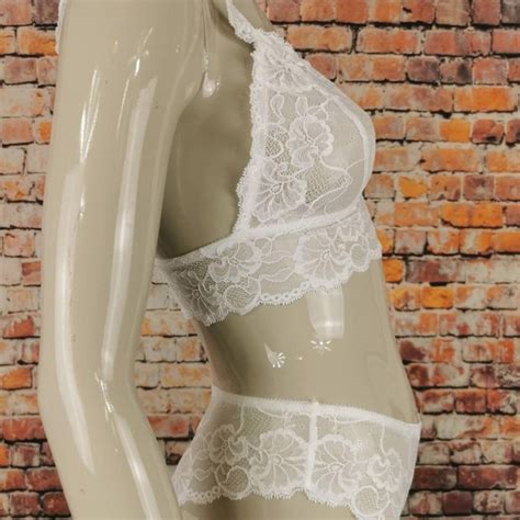 White Lingerie Set Bridal Lingerie Bralette Sheer Panties Lingerie