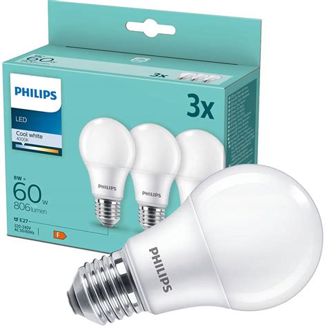 3x Żarówka Led E27 A60 8w 60w 806lm 4000k Neutralna Philips