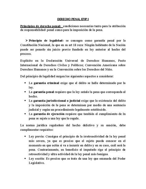 Derecho Penal Efip I Derecho Penal Efip I Principios De Derecho Penal