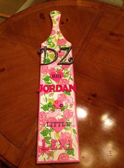 Delta Zeta Sorority ~ Big Sister Little Sister Pink And Green Dz Paddle Delta Zeta Crafts