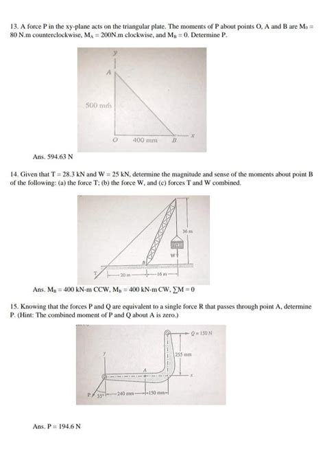 Solved 13. A force P in the xy-plane acts on the triangular | Chegg.com 