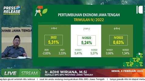 Triwulan Iv 2022 Ekonomi Jateng 5 24 Yoy Lebih Baik Dari Angka