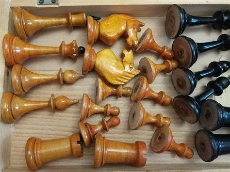 Vintage Soviet Chess Set Big Wooden Russian Chessmen Ussr In Etsy