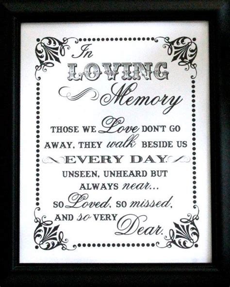 8 X 10 Print Loved Ones Remembrance In Loving Memory Wedding Sign