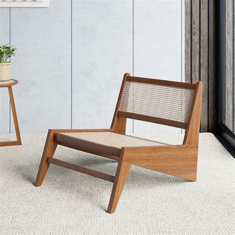 Free Shipping On Japandi Walnut Rattan And Wood Lounge Chair Accent