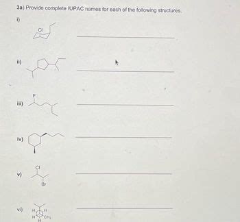 Answered 3a Provide Complete IUPAC Names For Bartleby