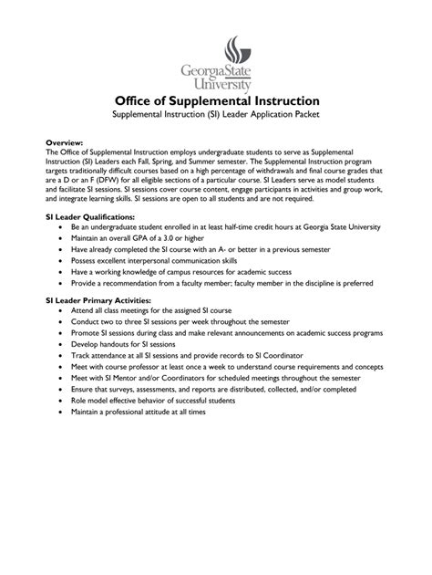 Fillable Online Office Of Supplemental Instruction Fax Email Print