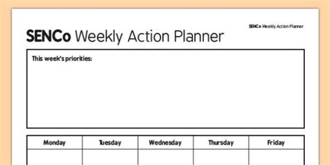 SENCo Weekly Action Planner Teacher Made