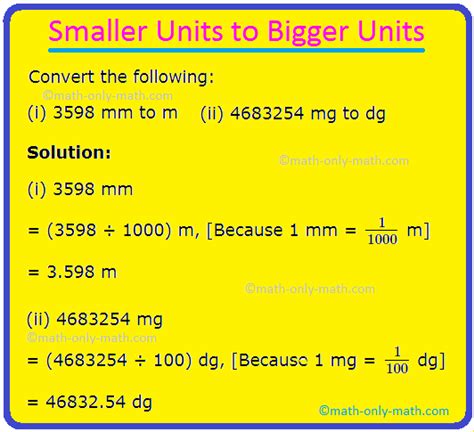 Smaller Units To Bigger Units Convert Smaller Metric Unit To Larger