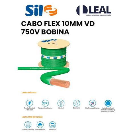 CABO FLEX 10MM VERDE 750V BOBINA SIL Comercial Leal