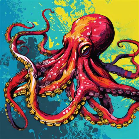 Colorful Octopus A Pop Art Masterpiece Stock Illustration