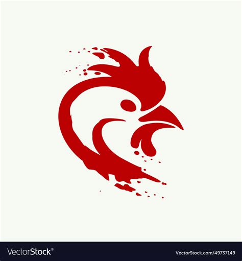 Red rooster logo blood Royalty Free Vector Image