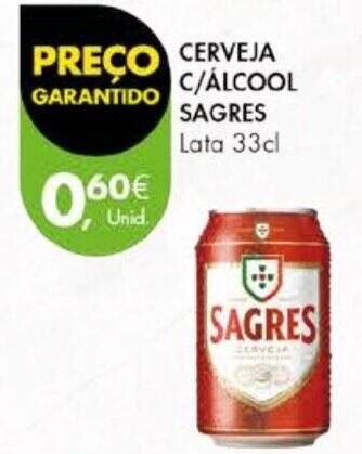 Promoção CERVEJA C ÁLCOOL SAGRES Lata 33cl em Pingo Doce