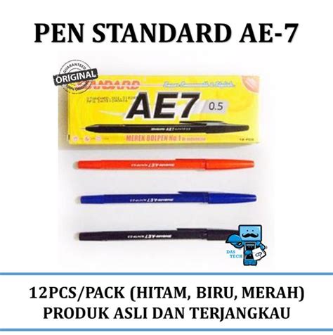 Jual Pulpen Ballpoint Standard Ae Hitam Biru Merah Pack