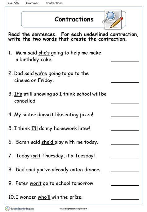 Contraction Worksheets 2nd Grade Printable And Enjoyable Learning