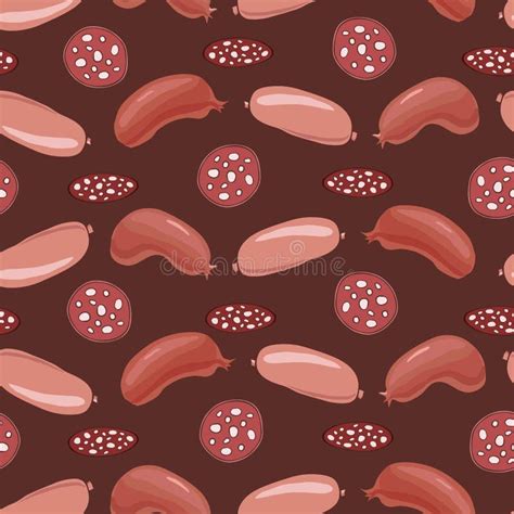 Seamless Pattern With Sausages Stock Vector Illustration Of Doodle