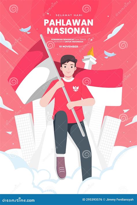 Hari Pahlawan Nasional Means Happy Indonesian National Heroes Day Stock