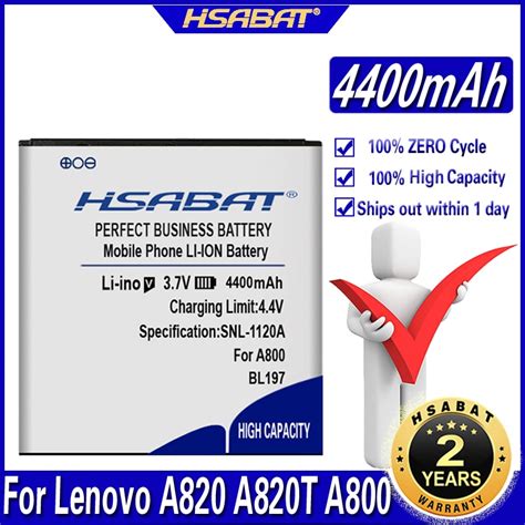 Hsabat 4400mah Bl197 Li Lon Battery For Lenovo A820 A820t A800 S868t