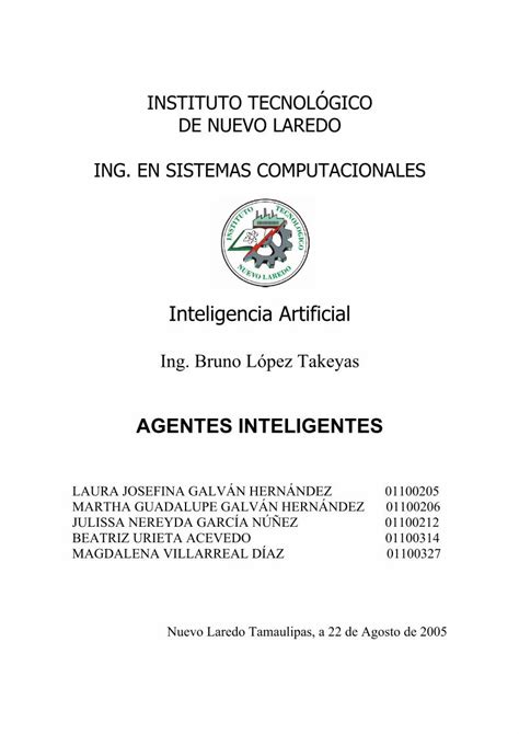 PDF Agentes Inteligentes Instituto Tecnológico de Nuevo Laredo