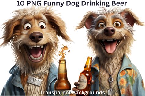 10 PNG Funny Dog Drinking Beer Clipart Graphic by Imagination Station ...