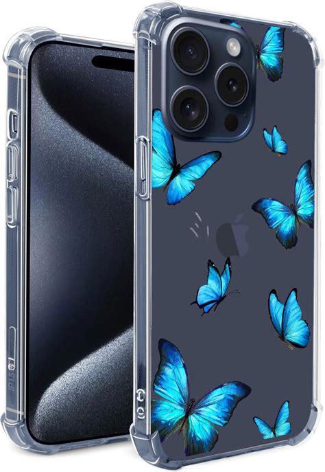 Amazon Hi Space For IPhone 15 Pro Max Case Blue Butterfly Soft