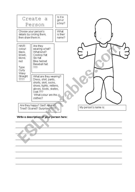 create  person esl worksheet  petal