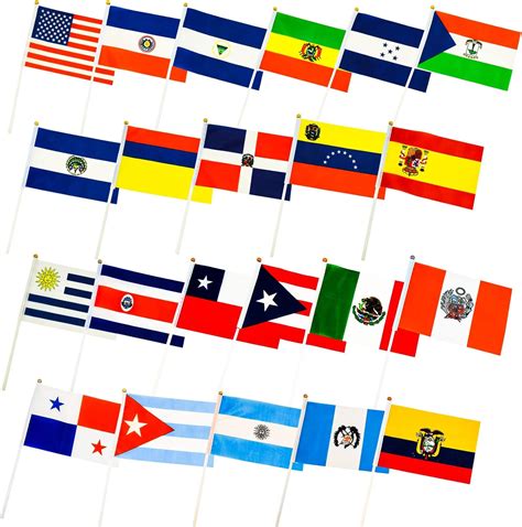 22 Pcs Latin America Countries Stick Flags Small Spanish