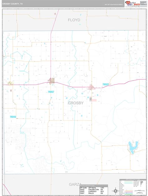 Crosby County, TX Wall Map Premium Style by MarketMAPS