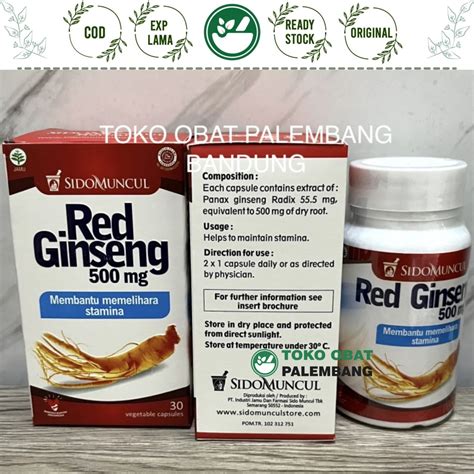 Jual SIDOMUNCUL RED GINSENG 500MG 30 KAPSUL PANAX GINSENG MERAH SIDO