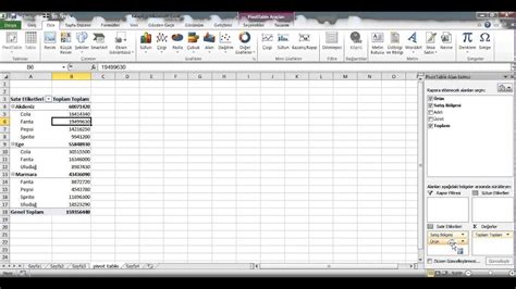 Excel Dersleri Pivot Tablo Zet Tablo Genel Zellikleri Youtube