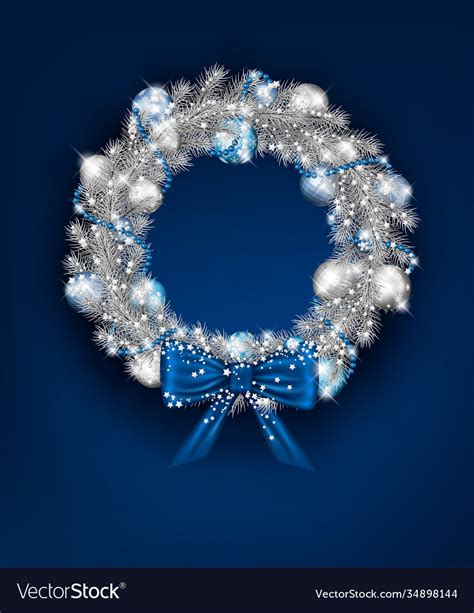 Silver christmas wreath Royalty Free Vector Image