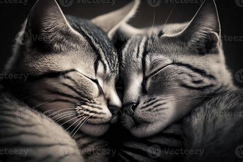 Cat Love Cat Couple Hugging Cuddling And Kissing Two Cute Cat