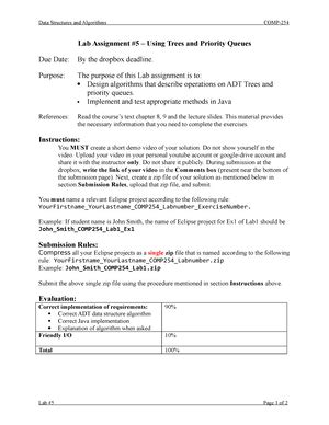 Lab Assignment M Data Structures And Algorithms Comp Lab