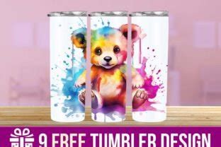 D Cute Teddy Bear Tumbler Wrap Designs Graphic By Hassanaasi