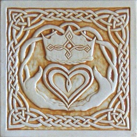 Celtic Claddagh Relief Carved Ceramic Tile Etsy