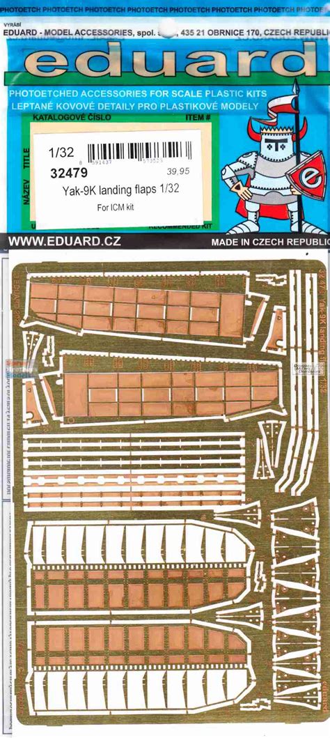 EDU32479 1 32 Eduard PE Yak 9K Landing Flaps Set ICM Kit Sprue