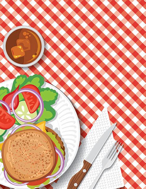 10 Picnic Table Overhead Food Illustrations Royalty Free Vector