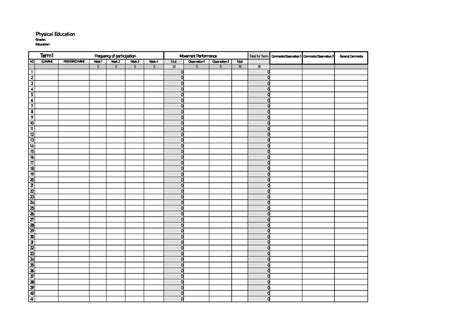 Physical Education Marksheet Teacha