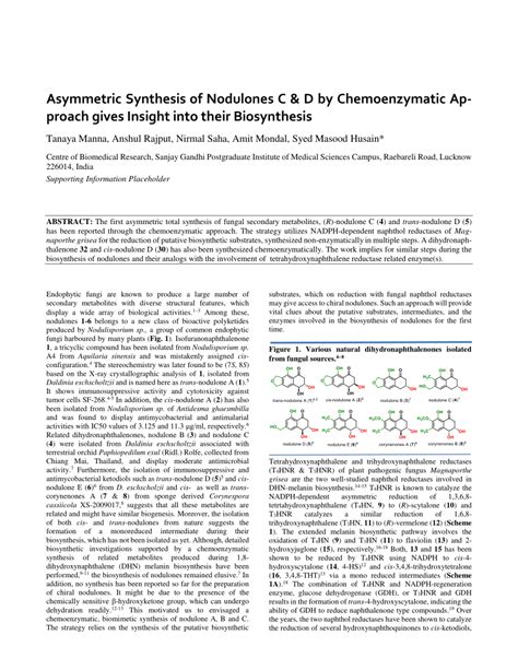 PDF Asymmetric Synthesis Of Nodulones C D By Chemoenzymatic