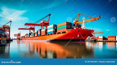 Container Ship Docked At A Busy Port Symbolizing The