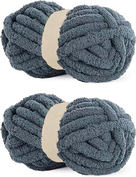 Amazon Gray Chunky Chenille Yarn For Crocheting Pack Bulky