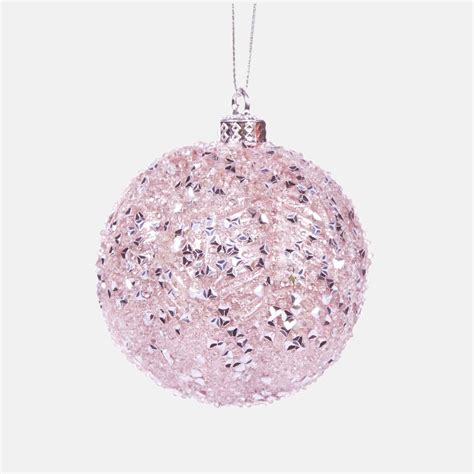 80mm Pastel Pink Ornate Christmas Tree Bauble