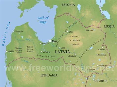 Latvia Physical Map