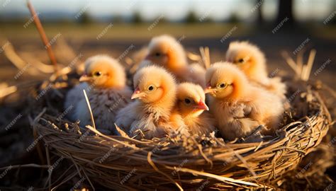 Premium Photo | Cute yellow baby chicken hatching in nature generated by AI